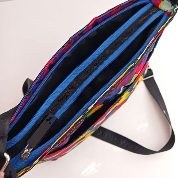 NEW Disney Parks Lg Nylon Crossbody Bag Multicolor Mickey Head Icon Blk Strap - Picture 10 of 11
